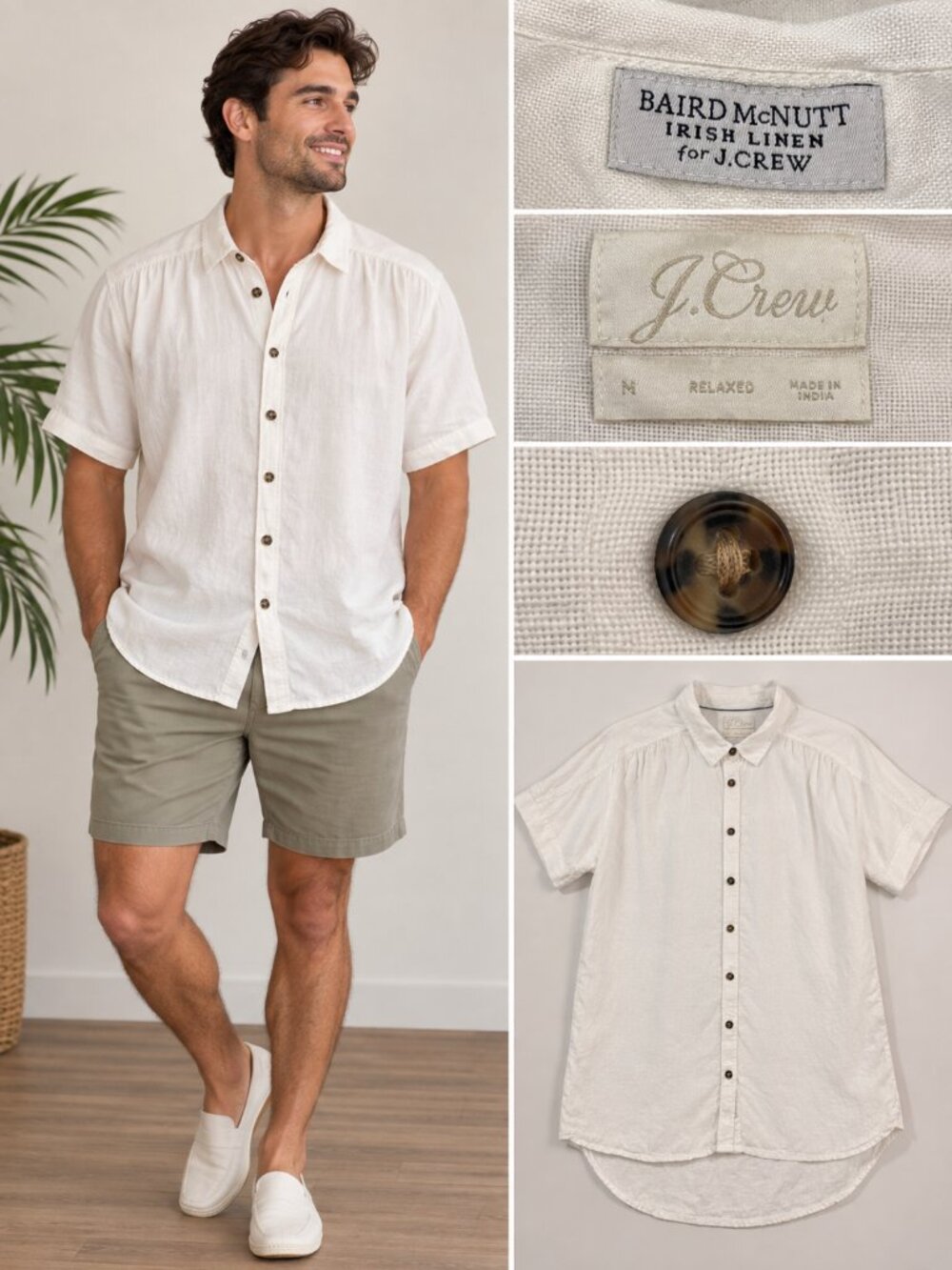 J.Crew Baird McNutt Irish Linen White Relaxed Fit Shirt M